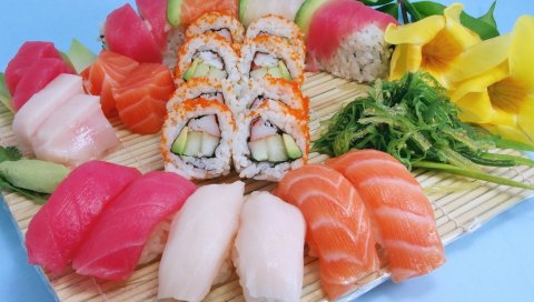 Суши, ассорти, рыба, рис