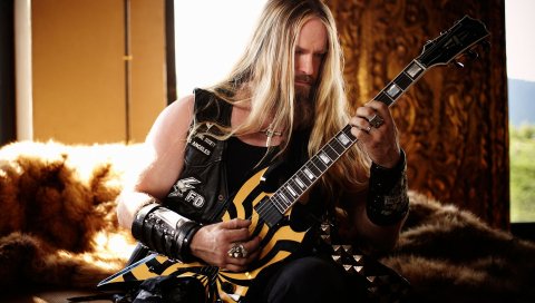 Zakk wylde, мех, гитара, комната, окна