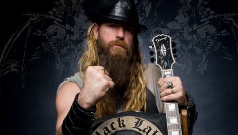 Zakk wylde, гитара, борода, кулак, браслет