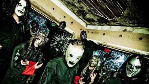 Slipknot, маски, изображение, заказчики, крыша