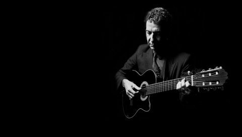 Leonard cohen, гитара, костюм, свет, струны
