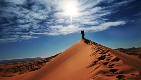Пустыня, путешественник, верх, солнцезащитные очки