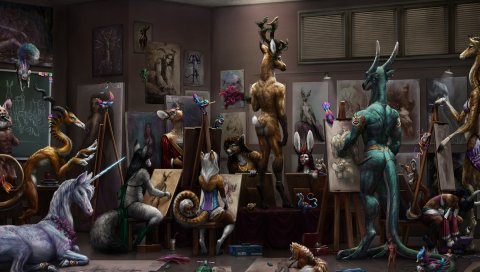 Существа, рисунок, художники, искусство