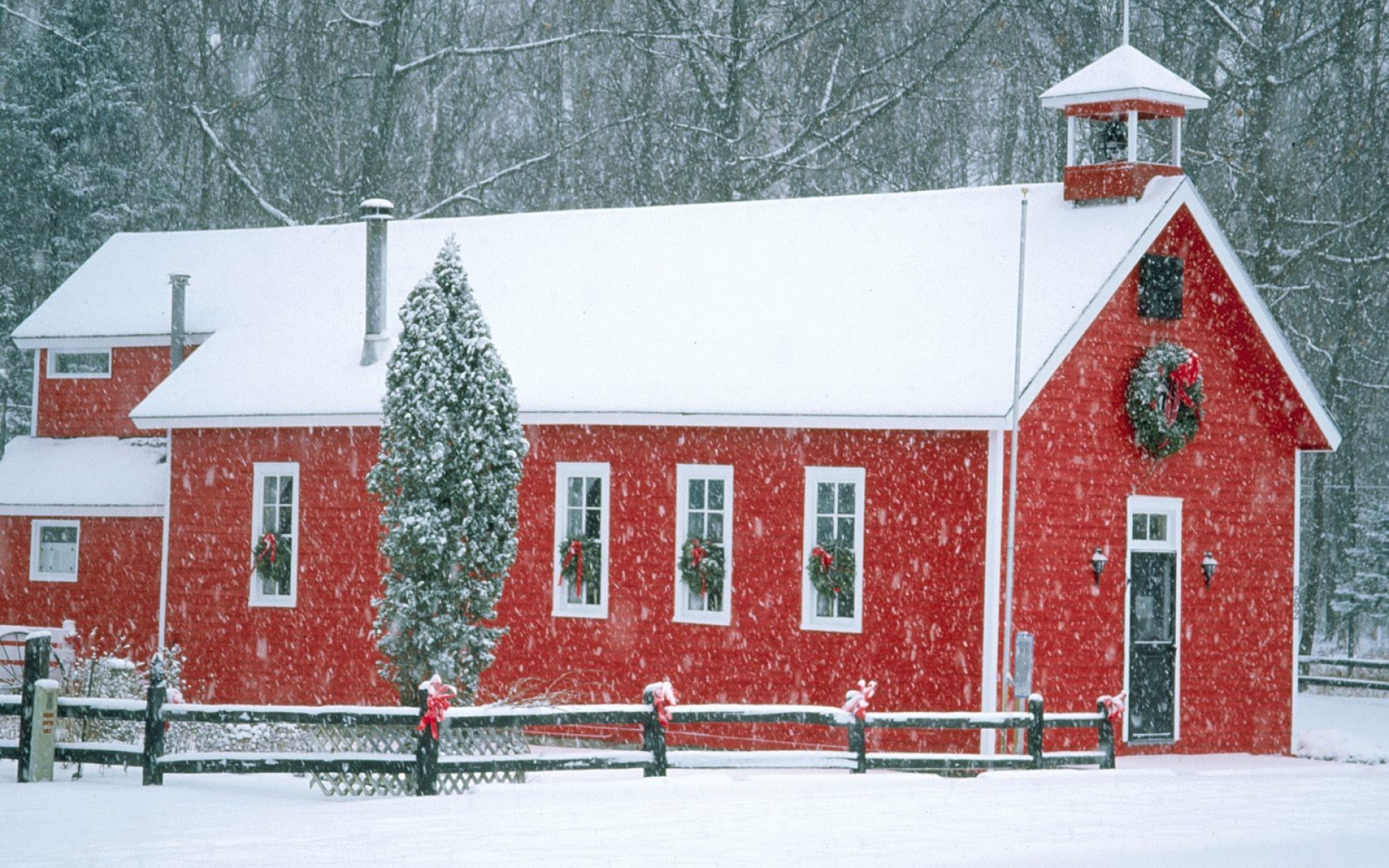 Картинки Дом, кирпич, снег, зима, рождество фото и обои на рабочий стол