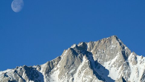 Горы, вершина, скалы, снег