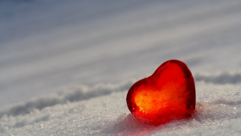 Сердце, стекло, лед, красный, снег, белый