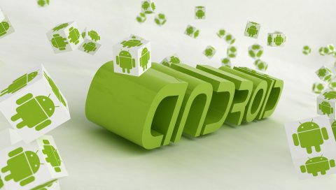 Андроид, логотип, зеленый, белый, роботы, кубики