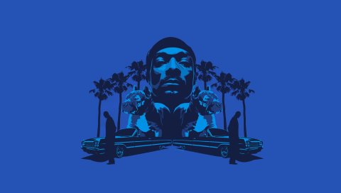 Snoop dogg, собаки, деревья, автомобили, лицо