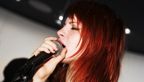 Paramore, пение, девушка, волосы, лицо