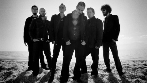 Linkin park, band, members, coast, sun