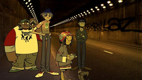 Gorillaz, группа, участники, дорога, туннель