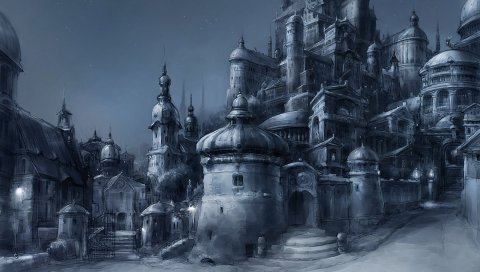 Город, ночь, черно-белый