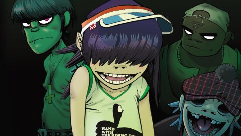 Gorillaz, изображение, улыбка, цепочка, волосы
