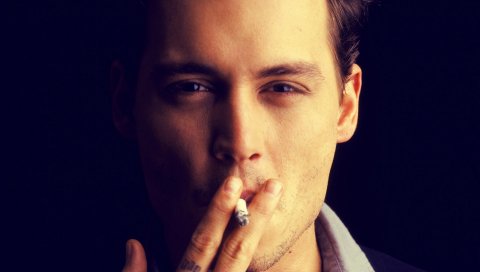 Johnny depp, актер, америка, американец, сигарета, глаза, лицо, кольцо, тату