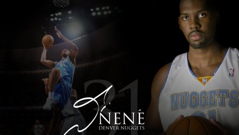 Nene hilario, denver, самородки, баскетбол, автограф