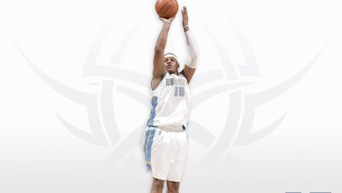 Carmelo anthony, прыжок, баскетболист, мяч, номер