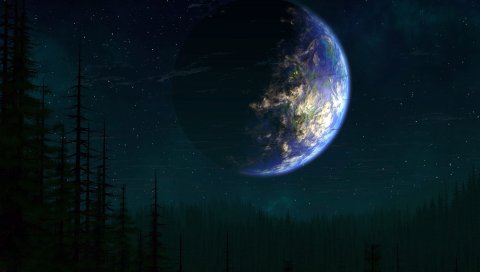 Земля, планета, жизнь, деревья, фантазия