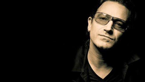 U2, солист, очки, лицо, фон