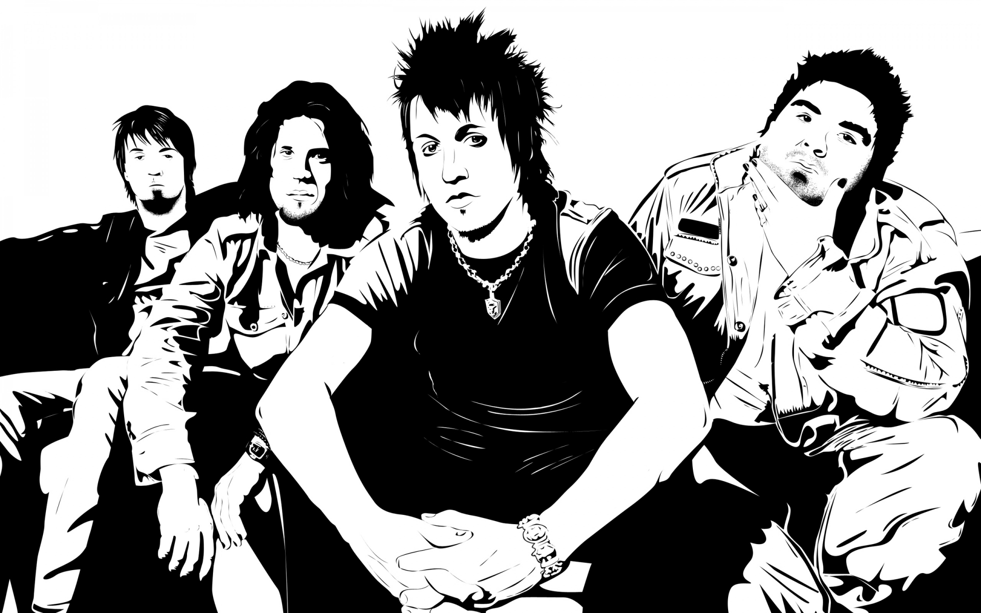 Картинки Papa roach, участники, группа, взгляд, цепочка фото и обои на рабочий стол