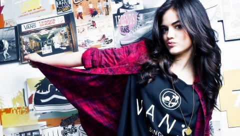 Lucy hale, плакаты, стена, девушка, рубашка