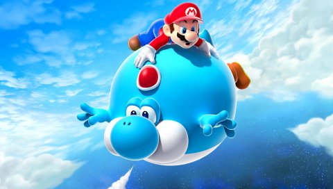 Марио, воздушный шар, йоши, синий, супер марио галактика 2