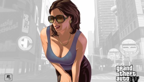 Девушка, gta 4, солнцезащитные очки, Grand Theft Auto 4