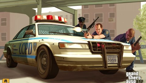 Lcpd, gta 4, полиция, полицейский, автомобиль, выстрел