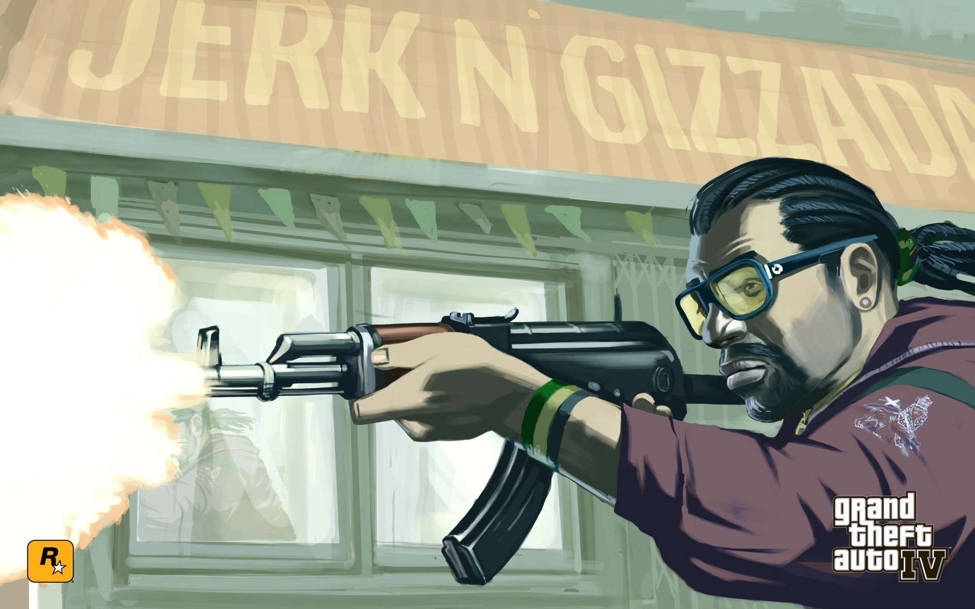Картинки Нападение, человек, оружие, ak-47, gta 4 фото и обои на рабочий стол