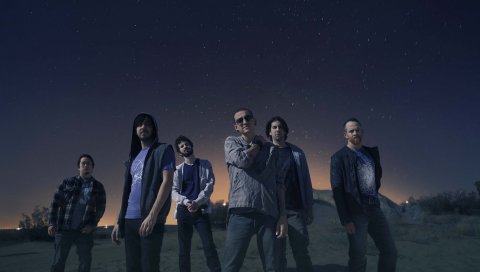 Linkin park, пустыня, небо, звезды, закат