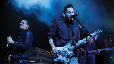 Linkin park, концерт, акция, микрофон, гитары
