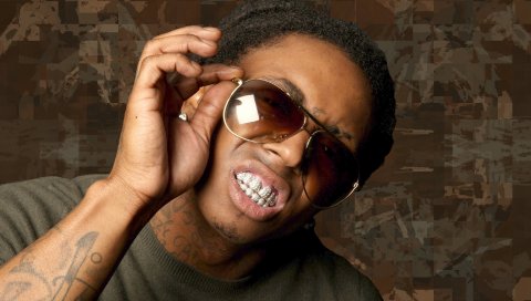 Lil wayne, мужчина, зубы, тату, очки