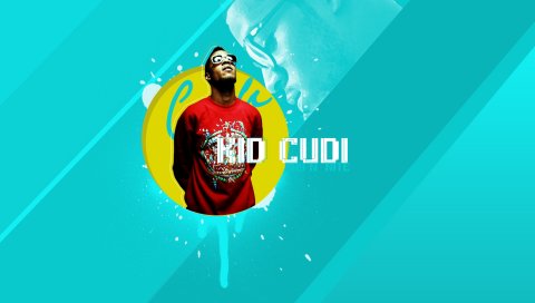 Малыш cudi, буквы, круг, фон, очки