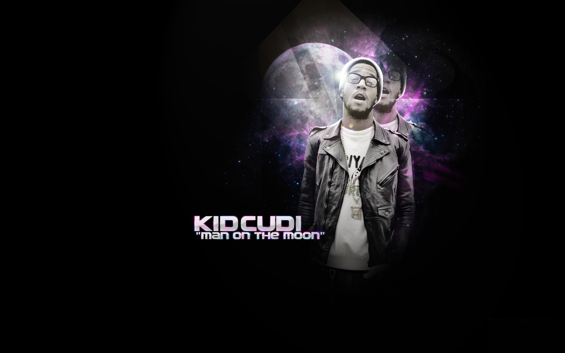 Картинки Малыш cudi, очки, рэп, куртка, буквы фото и обои на рабочий стол