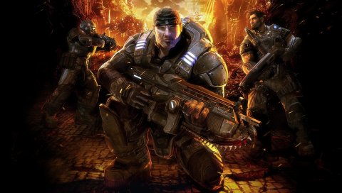 Gears of war, gow, marcus fenix, солдат, пистолет
