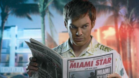Dexter, актер, зал майкла, газета, взгляд