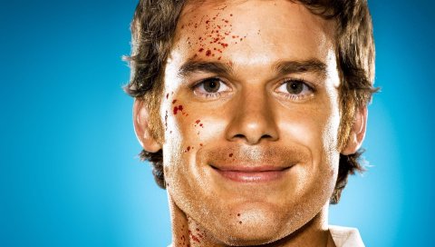 Dexter, dexter morgan, убийца, маньяк, лицо, кровь, улыбка