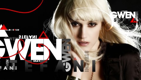 Gwen stefani, буквы, волосы, глаза, взгляд