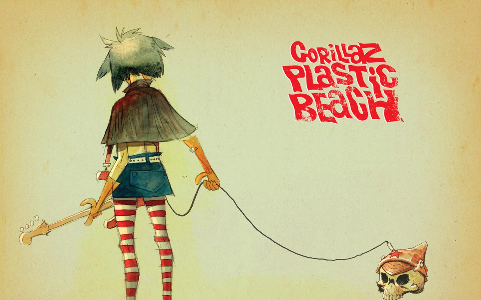 Картинки Gorillaz, герой, гитара, череп, буквы фото и обои на рабочий стол