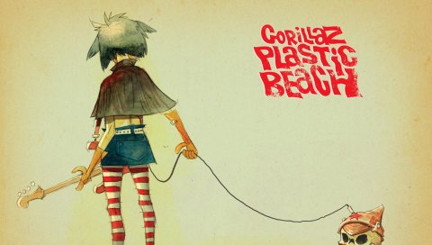 Gorillaz, герой, гитара, череп, буквы