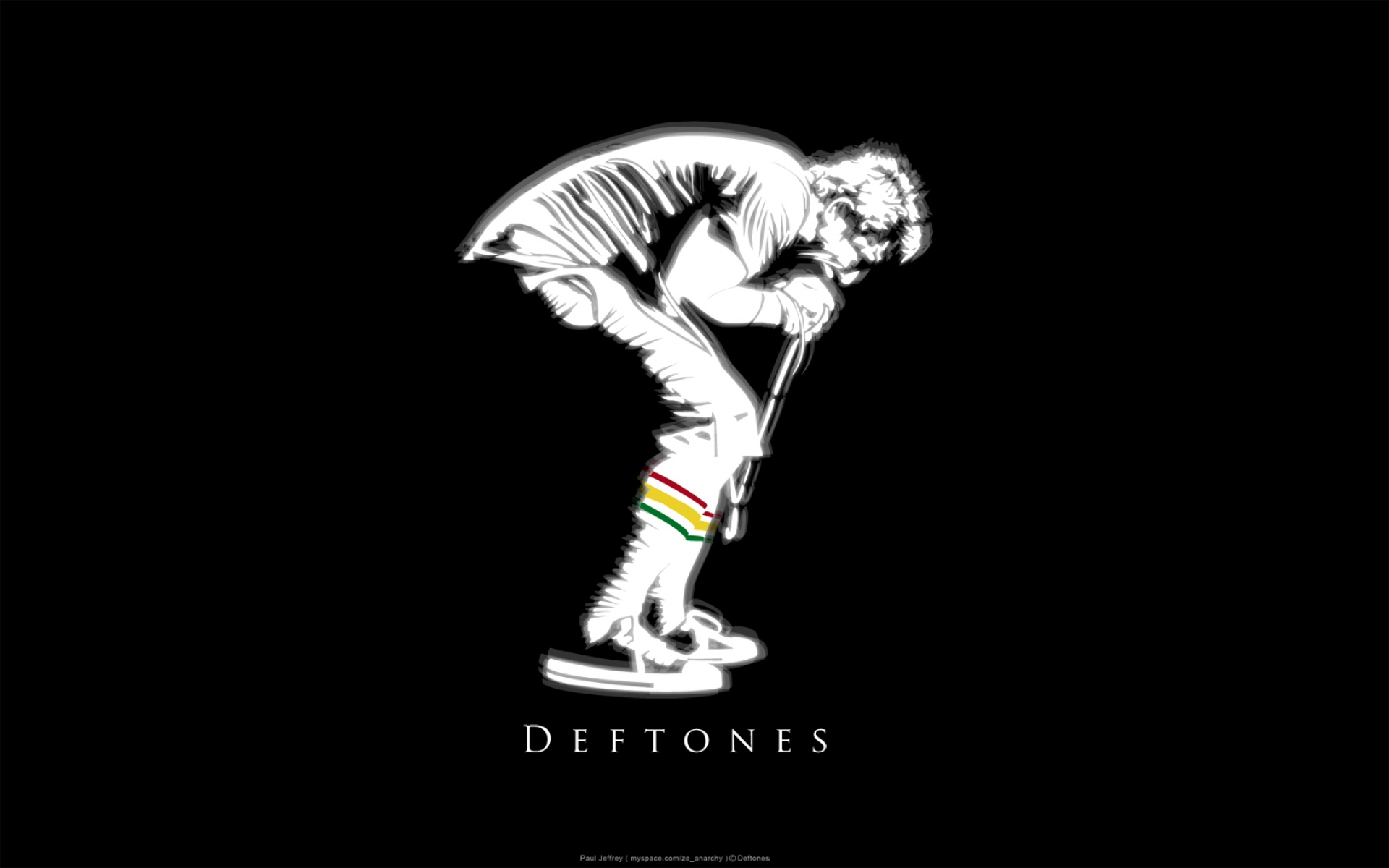Картинки Deftones, фон, силуэт, певец, микрофон фото и обои на рабочий стол
