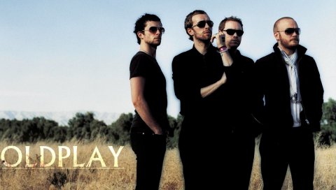 Coldplay, поле, очки, небо, трава