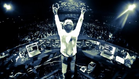 Armin van buuren, сцена, веселье, свет, техника