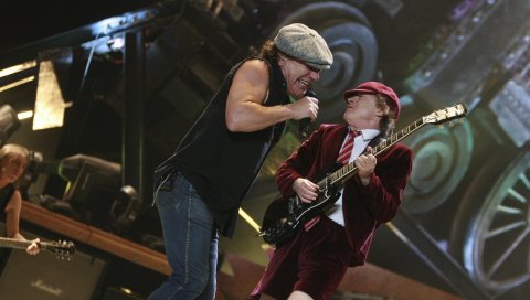 Acdc, группа, сцена, соло, гитарист