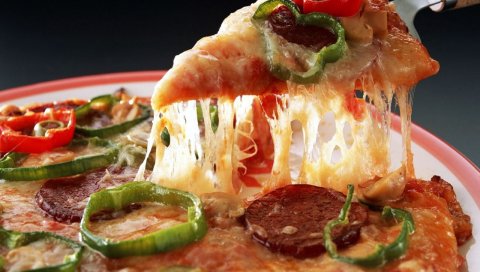 Пицца, кусок, сыр, фаст-фуд