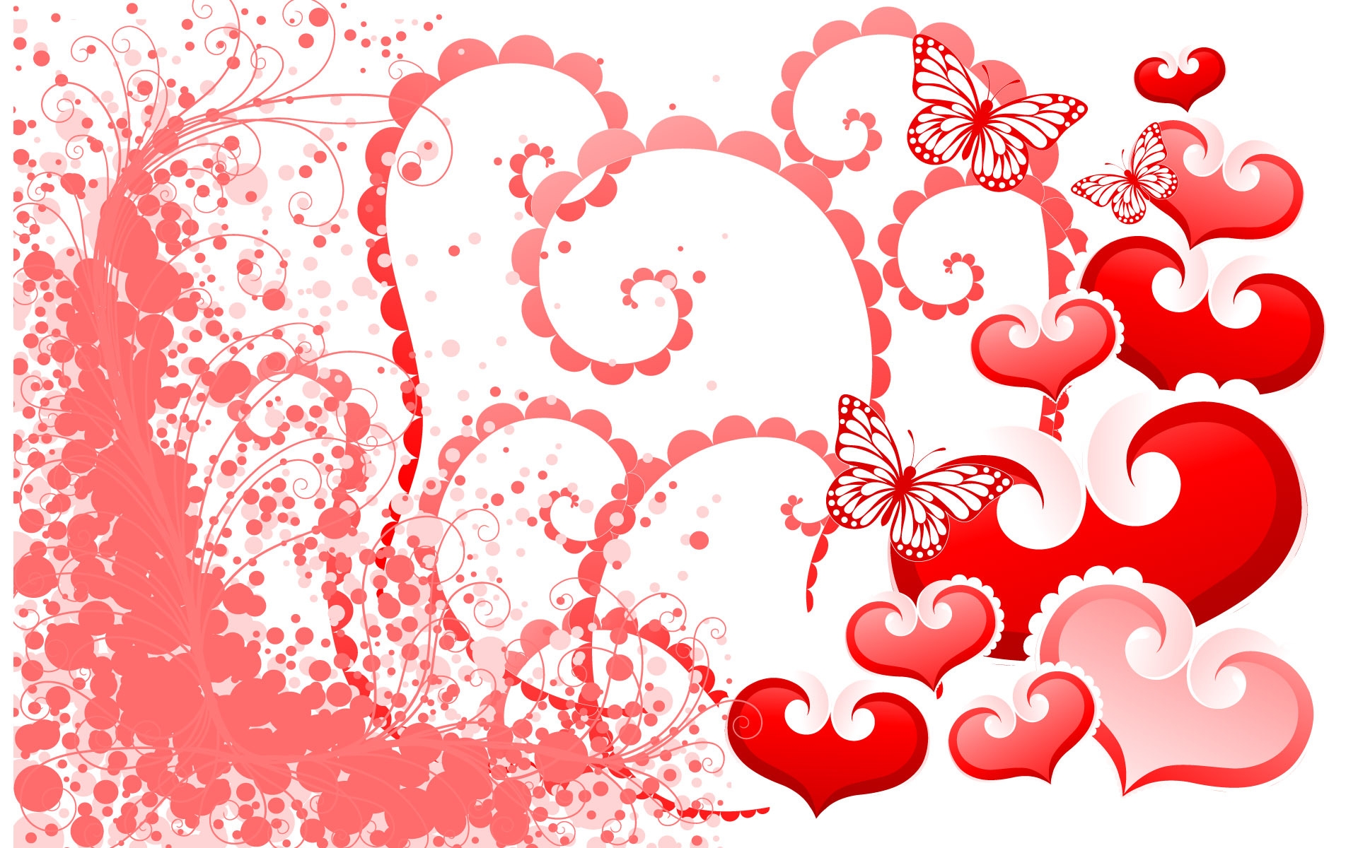 Картинки Сердца, бабочки, фон, день Святого Валентина фото и обои на рабочий стол