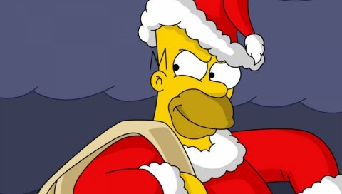 Новый год, рождество, homere simpson, santa claus