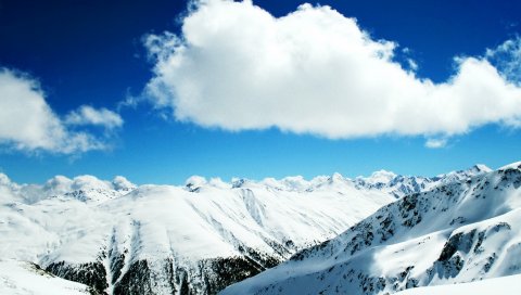 Спуск, горы, горные лыжи, курорт, снег