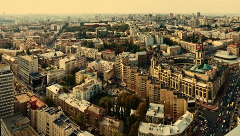 Город, здания, небо, высота