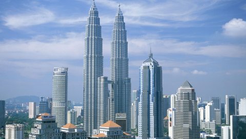Малайзия, здание, белый камень, небо, небоскребы