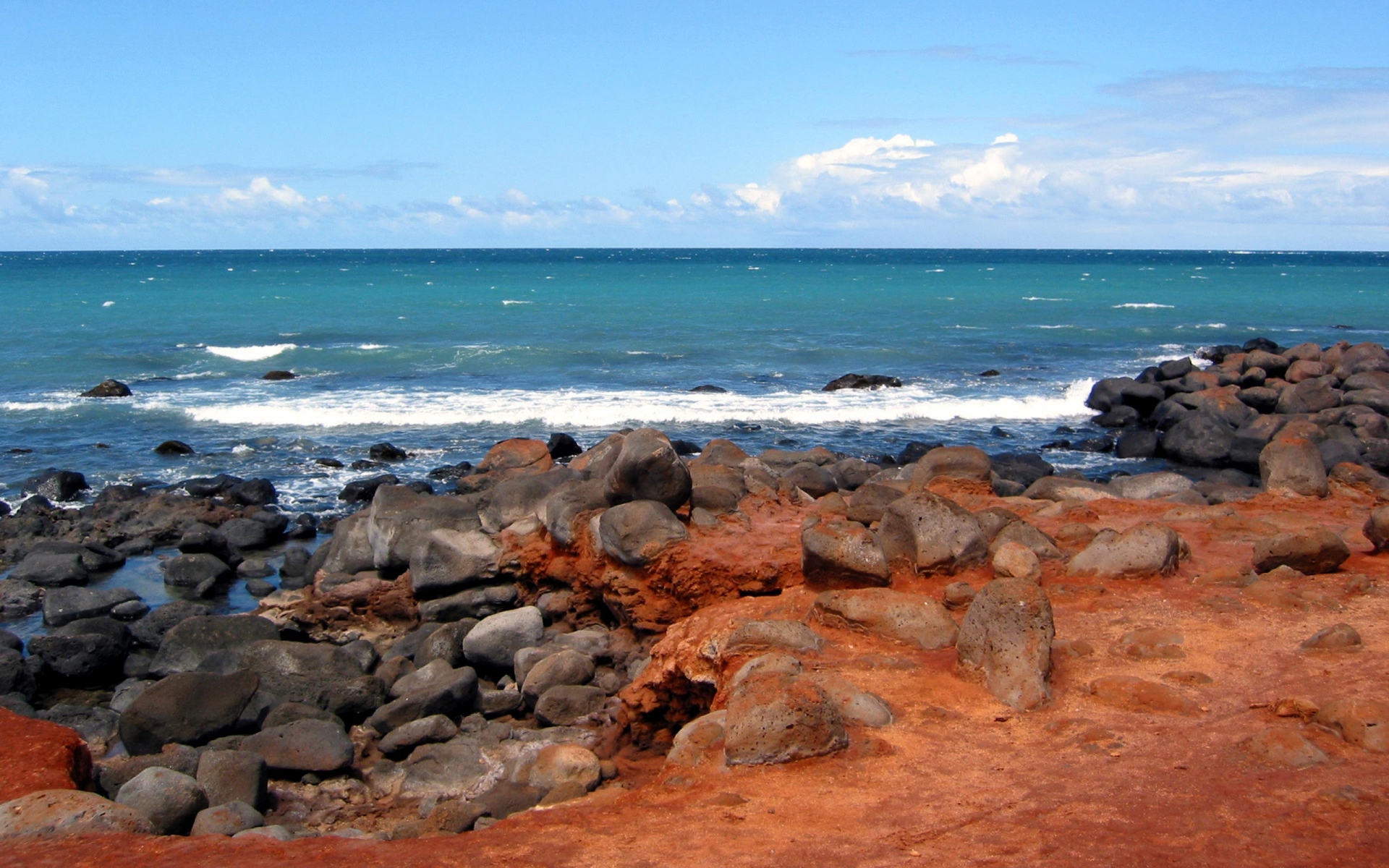 Картинки Камни, берег, волны, море, солнце фото и обои на рабочий стол
